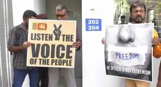 Protest against PTA near UN Colombo Office